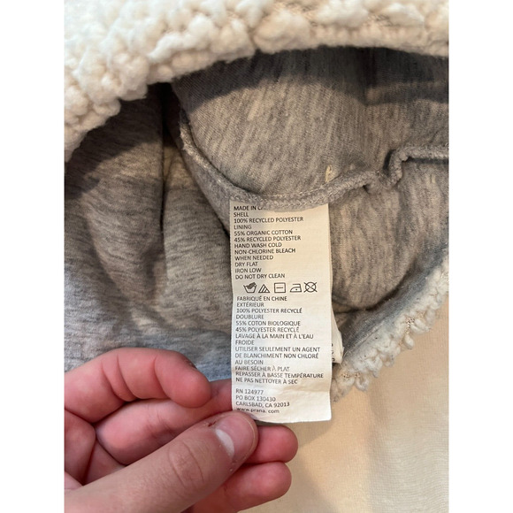Prana Permafrost Half Zip Sherpa Hoodie Sweater Pocket Pullover Sherpa Cream M - Picture 5 of 11
